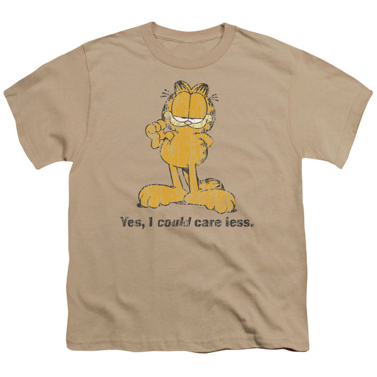 Garfield Yes I Could Care Less Kids Youth T Shirt Sand