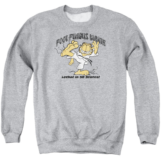 Garfield Foot Fungus Karate Mens Crewneck Sweatshirt Athletic Heather