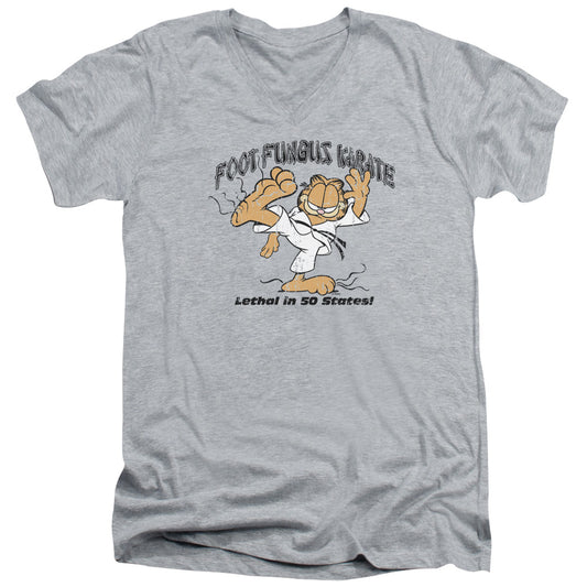 Garfield Foot Fungus Karate Mens Slim Fit V-Neck T Shirt Athletic Heather