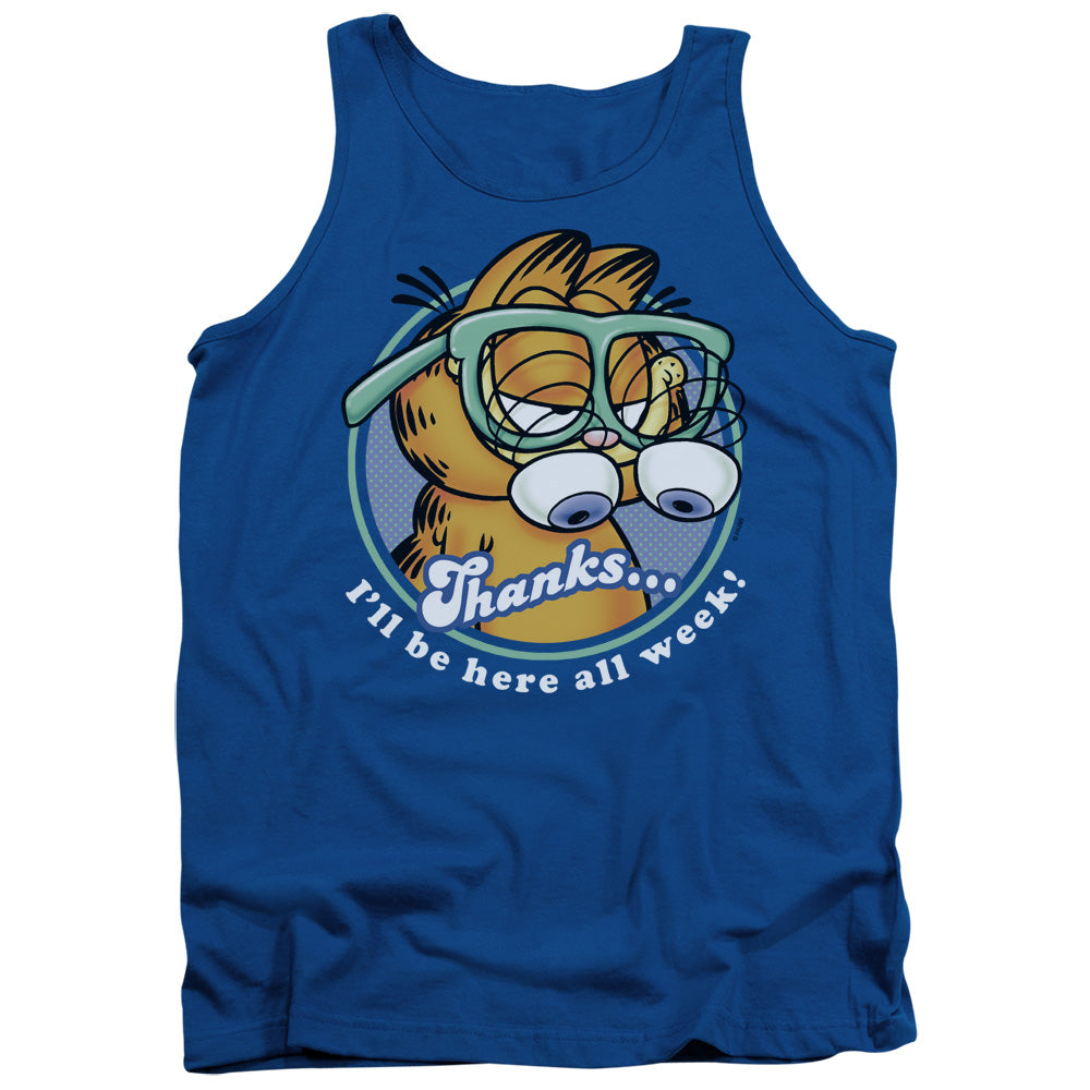 Garfield Performing Mens Tank Top Shirt Royal Blue