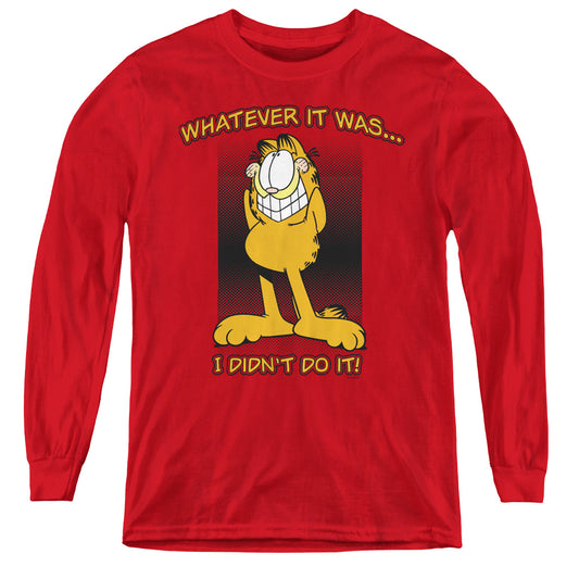 Garfield I Didnt Do It Long Sleeve Kids Youth T Shirt Red