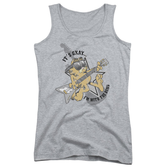 Garfield Im With the Band Womens Tank Top Shirt Athletic Heather