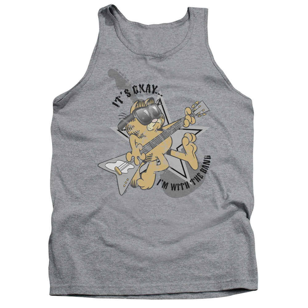 Garfield Im With the Band Mens Tank Top Shirt Athletic Heather