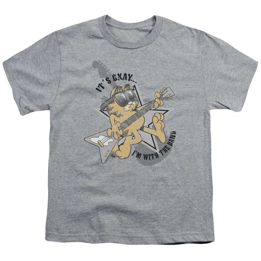 Garfield Im With the Band Kids Youth T Shirt Athletic Heather