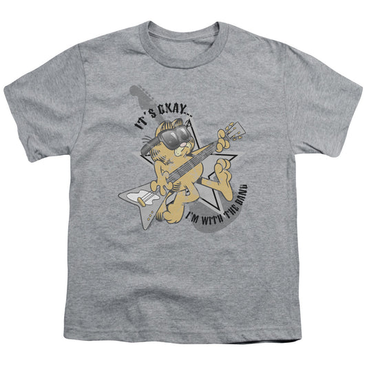 Garfield Im With the Band Kids Youth T Shirt Athletic Heather
