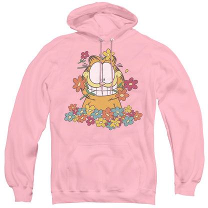 Garfield In The Garden Mens Hoodie Pink