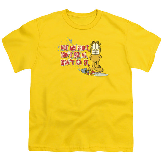 Garfield Not My Fault Kids Youth T Shirt Yellow