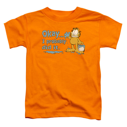 Garfield I Probably Did It Toddler Kids Youth T Shirt Orange