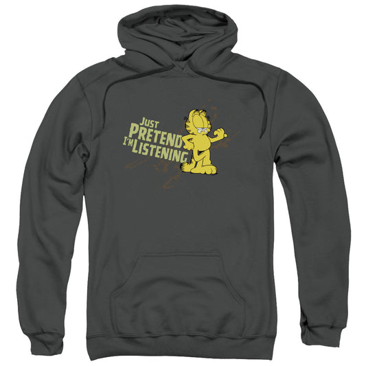 Garfield Just Pretend I'm Listening Mens Hoodie Charcoal