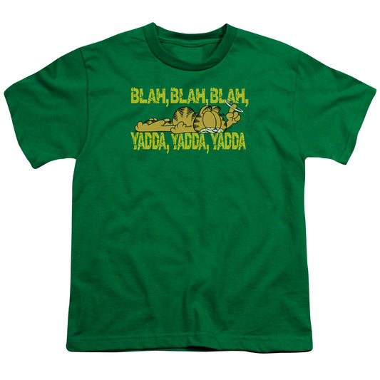 Garfield Blah Blah Blah Kids Youth T Shirt Kelly Green