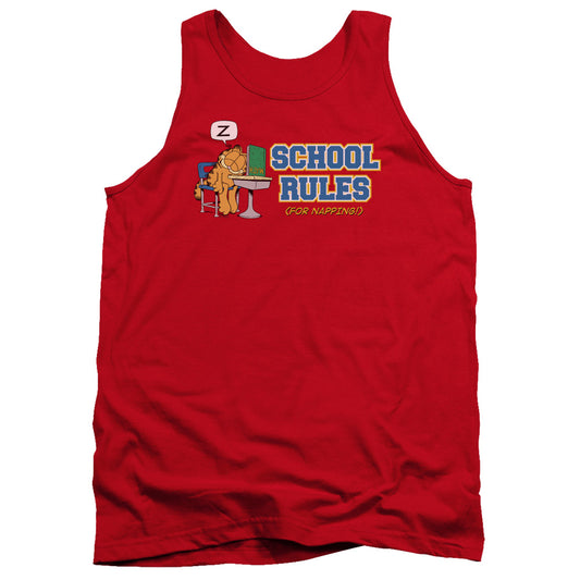 Garfield School Rules Mens Tank Top Shirt Red