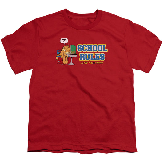 Garfield School Rules Kids Youth T Shirt Red
