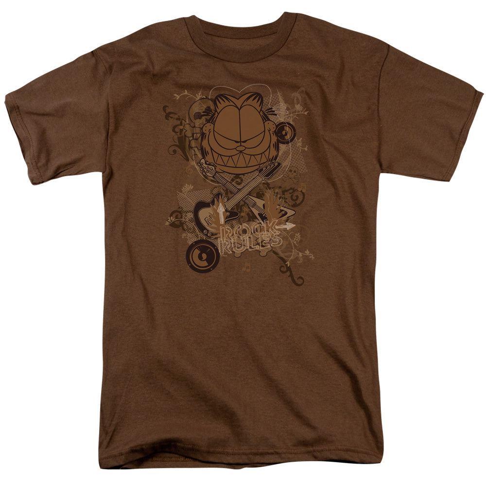Garfield Rock Rules Mens T Shirt Coffee