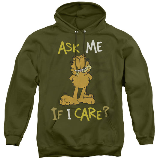 Garfield Ask Me If I Care Mens Hoodie Military Green