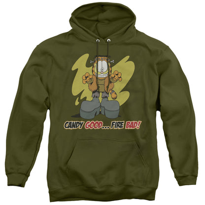 Garfield Candy Good Mens Hoodie Military Green