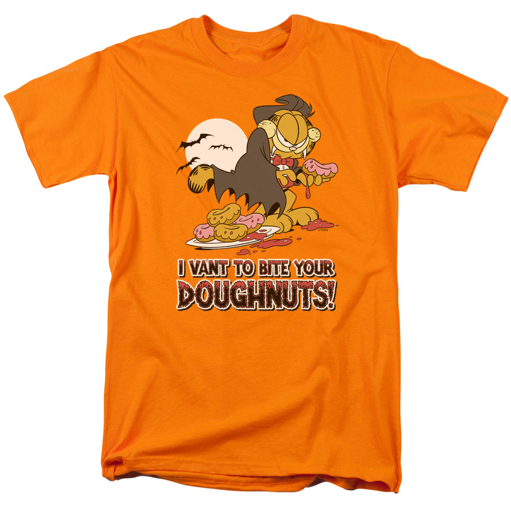 Garfield I Vant To Bite Your Doughnuts Mens T Shirt Orange