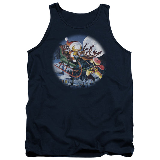 Garfield Moonlight Ride Mens Tank Top Shirt Navy