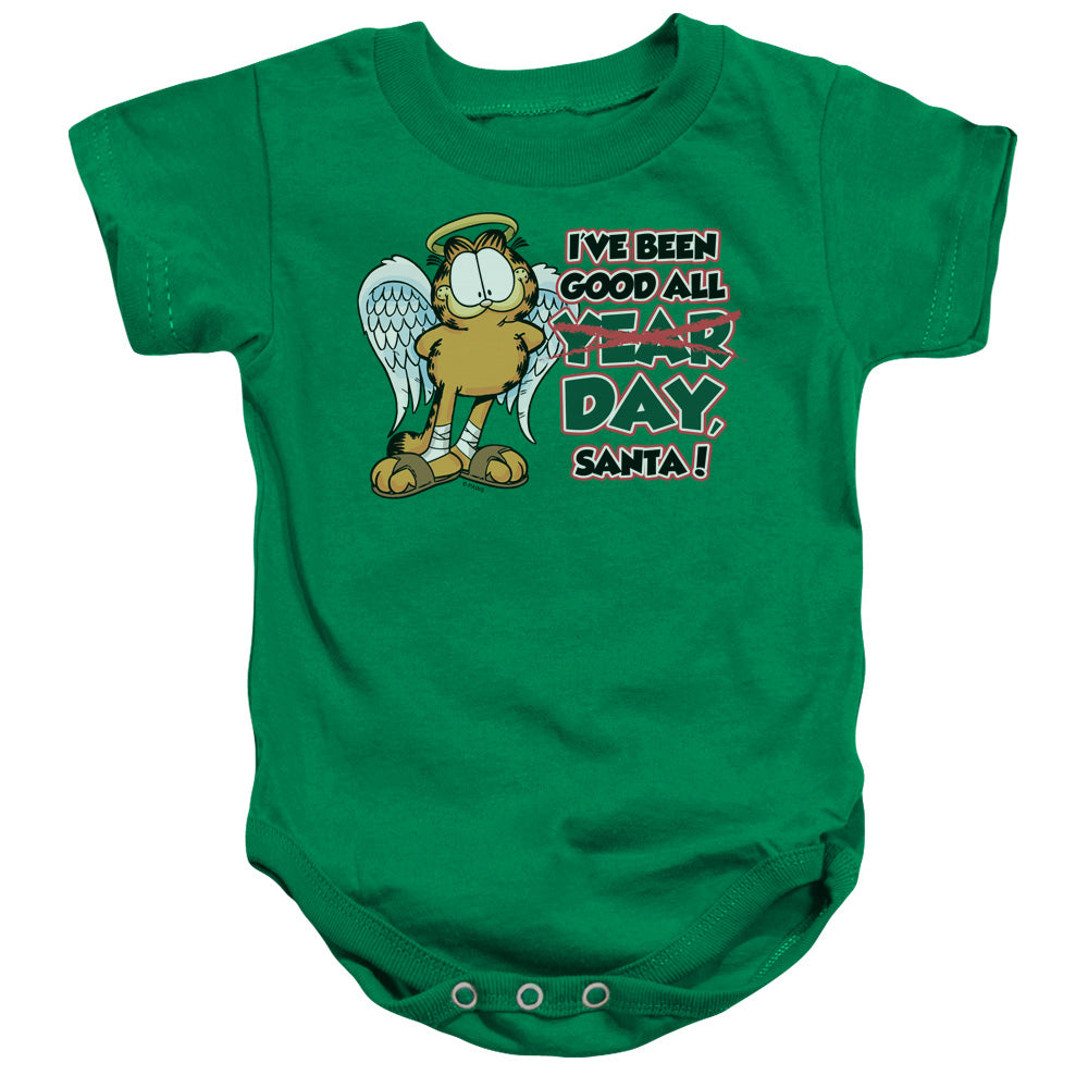 Garfield Ive Been Good Infant Baby Snapsuit Kelly Green (12 Mos)