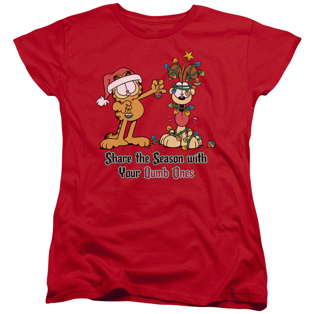 Garfield Share the Season Womens T Shirt Red