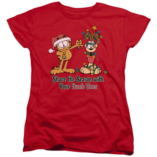 Garfield Share the Season Womens T Shirt Red