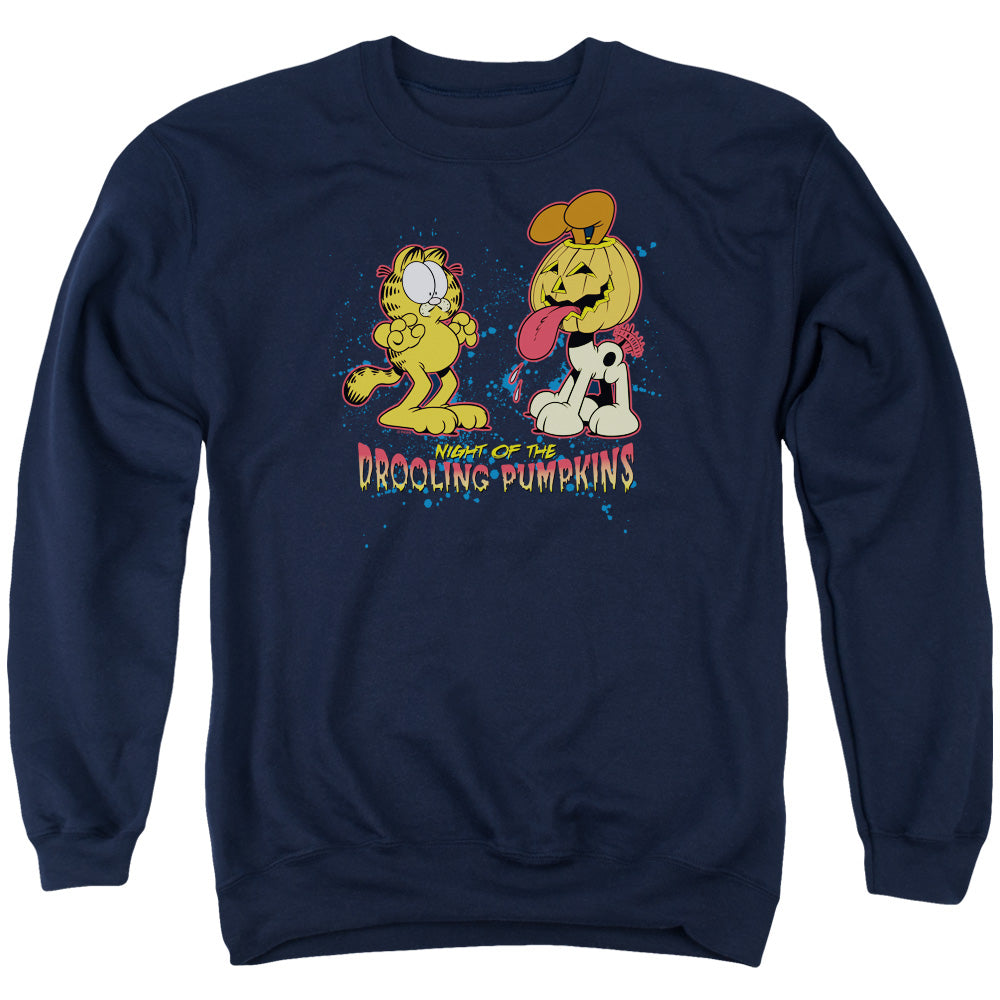Garfield Drooling Pumpkins Mens Crewneck Sweatshirt Navy