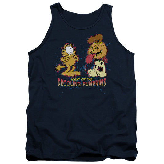 Garfield Drooling Pumpkins Mens Tank Top Shirt Navy