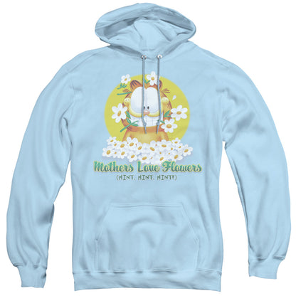 Garfield Mothers Love Flowers Mens Hoodie Light Blue