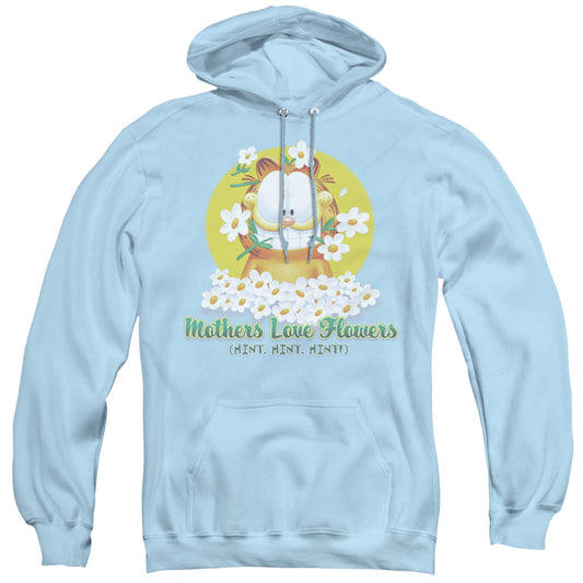 Garfield Mothers Love Flowers Mens Hoodie Light Blue