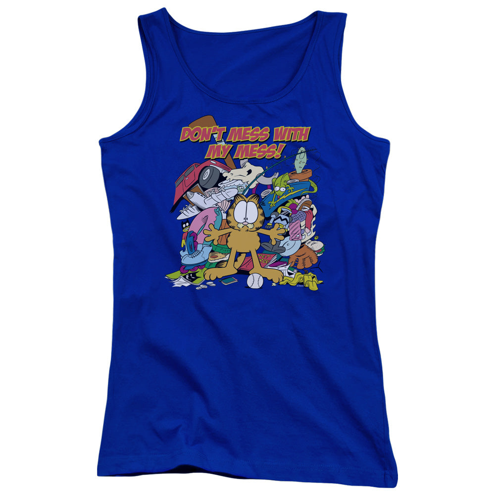 Garfield My Mess Womens Tank Top Shirt Royal Blue