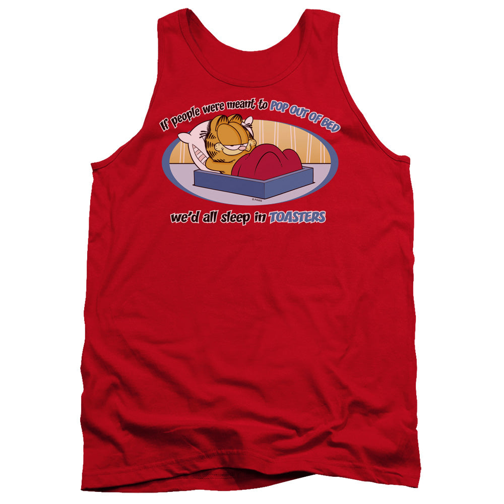 Garfield Pop Out of Bed Mens Tank Top Shirt Red
