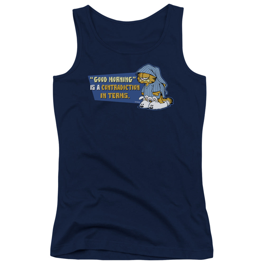 Garfield Contradicition in Terms Womens Tank Top Shirt Navy