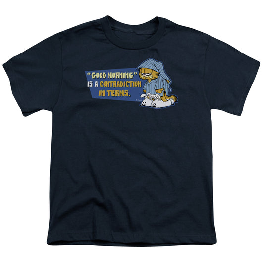 Garfield Contradicition in Terms Kids Youth T Shirt Navy