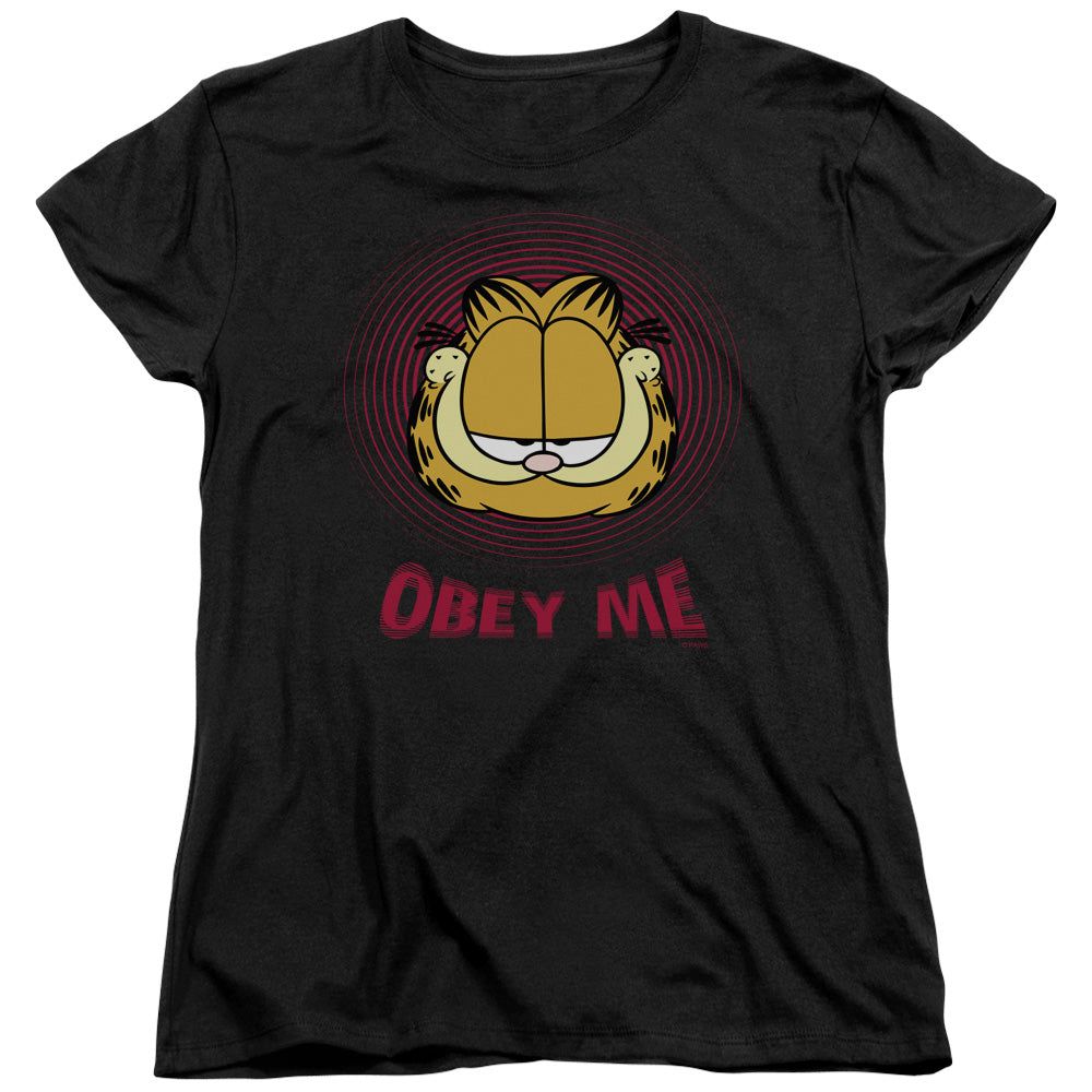 Garfield Obey Me Womens T Shirt Black