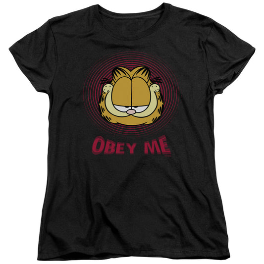 Garfield Obey Me Womens T Shirt Black