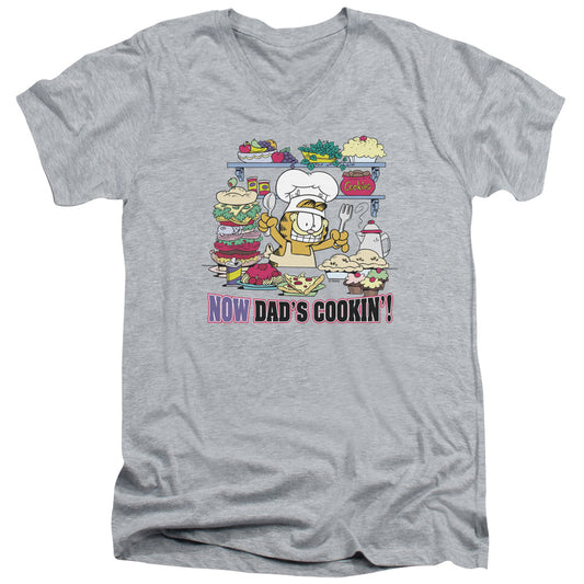 Garfield Now Dads Cooking Mens Slim Fit V-Neck T Shirt Athletic Heather