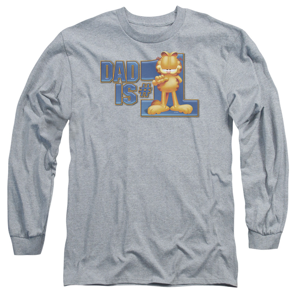 Garfield Dad Is Number One Mens Long Sleeve Shirt Athletic Heather Officially Licensed