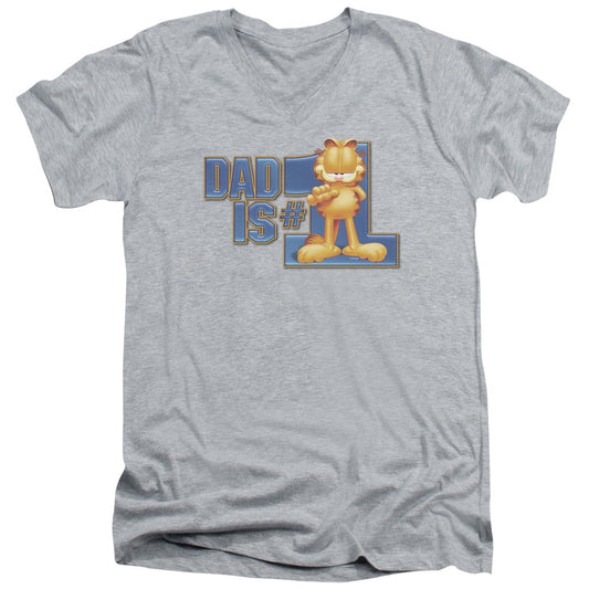 Garfield Dad is Number One Mens Slim Fit V-Neck T Shirt Athletic Heather