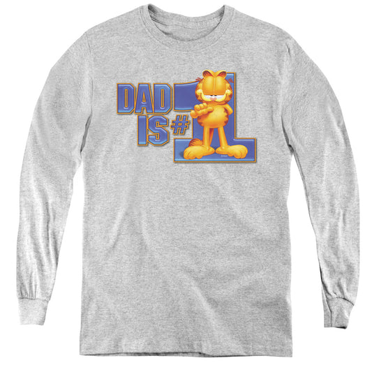 Garfield Dad is Number One Long Sleeve Kids Youth T Shirt Athletic Heather