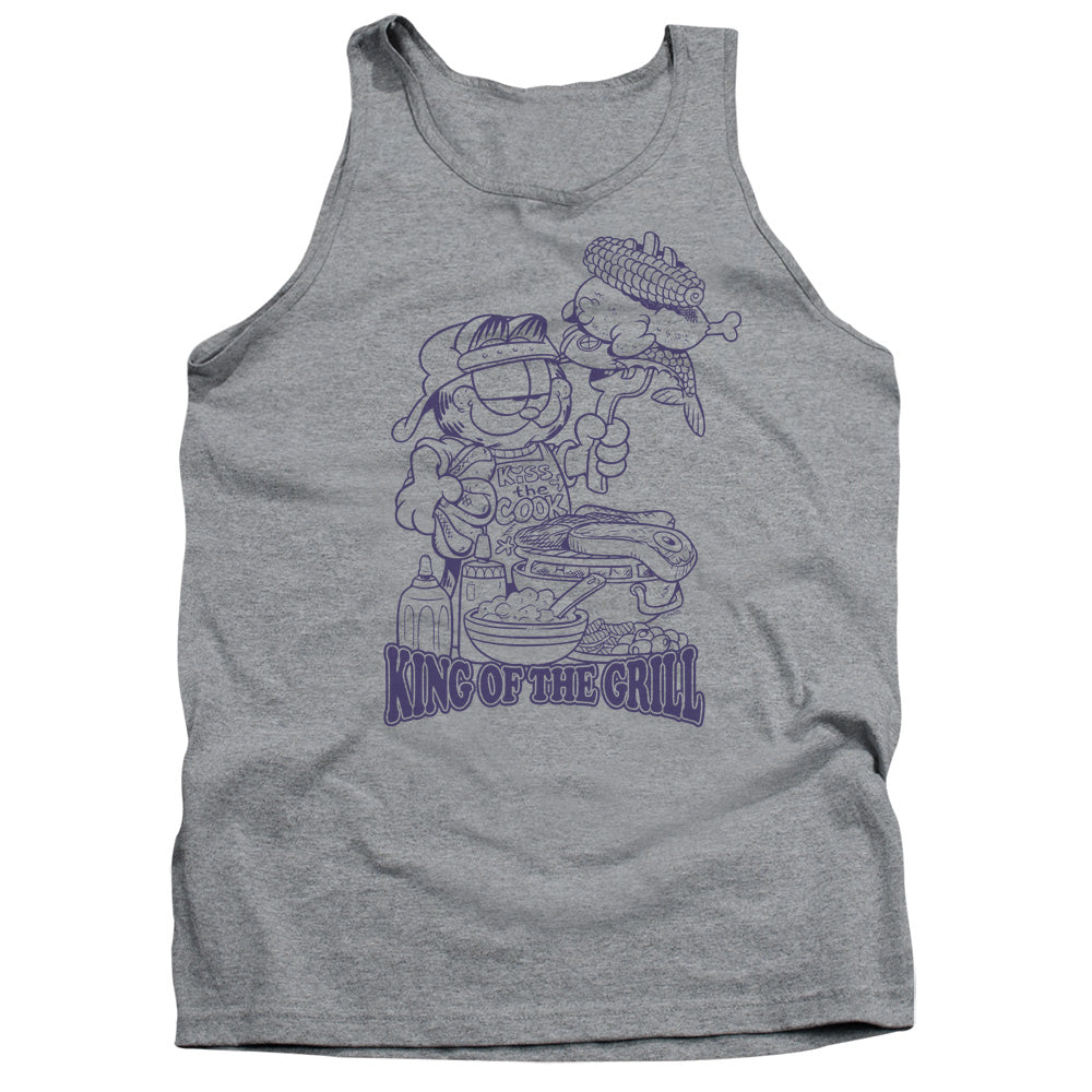 Garfield King of the Grill Mens Tank Top Shirt Athletic Heather