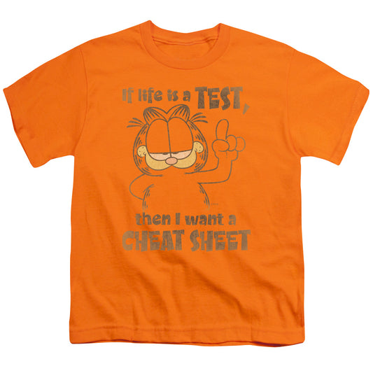 Garfield Cheat Sheet Kids Youth T Shirt Orange