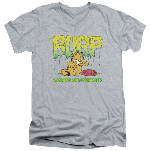 Garfield Manners Mens Slim Fit V-Neck T Shirt Athletic Heather