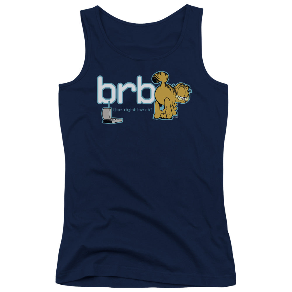 Garfield Be Right Back Womens Tank Top Shirt Navy