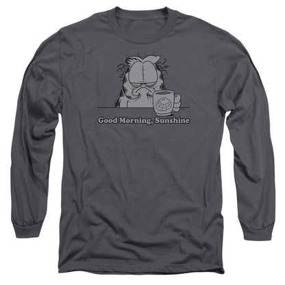 Garfield Good Morning Sunshine Mens Long Sleeve Shirt Charcoal Officially Licensed