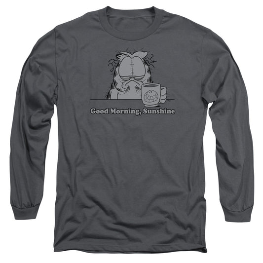 Garfield Good Morning Sunshine Mens Long Sleeve Shirt Charcoal Officially Licensed