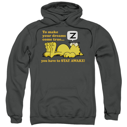 Garfield Stay Awake Mens Hoodie Charcoal
