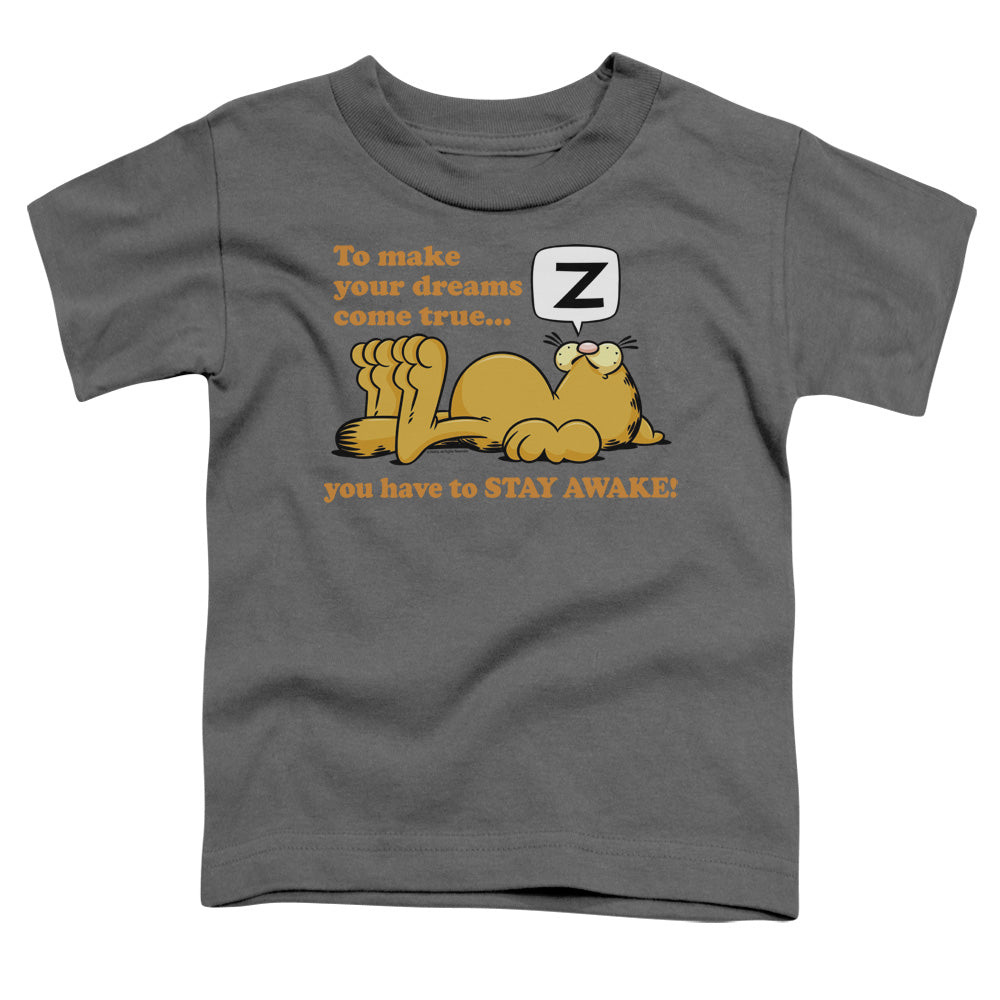 Garfield Stay Awake Toddler Kids Youth T Shirt Charcoal
