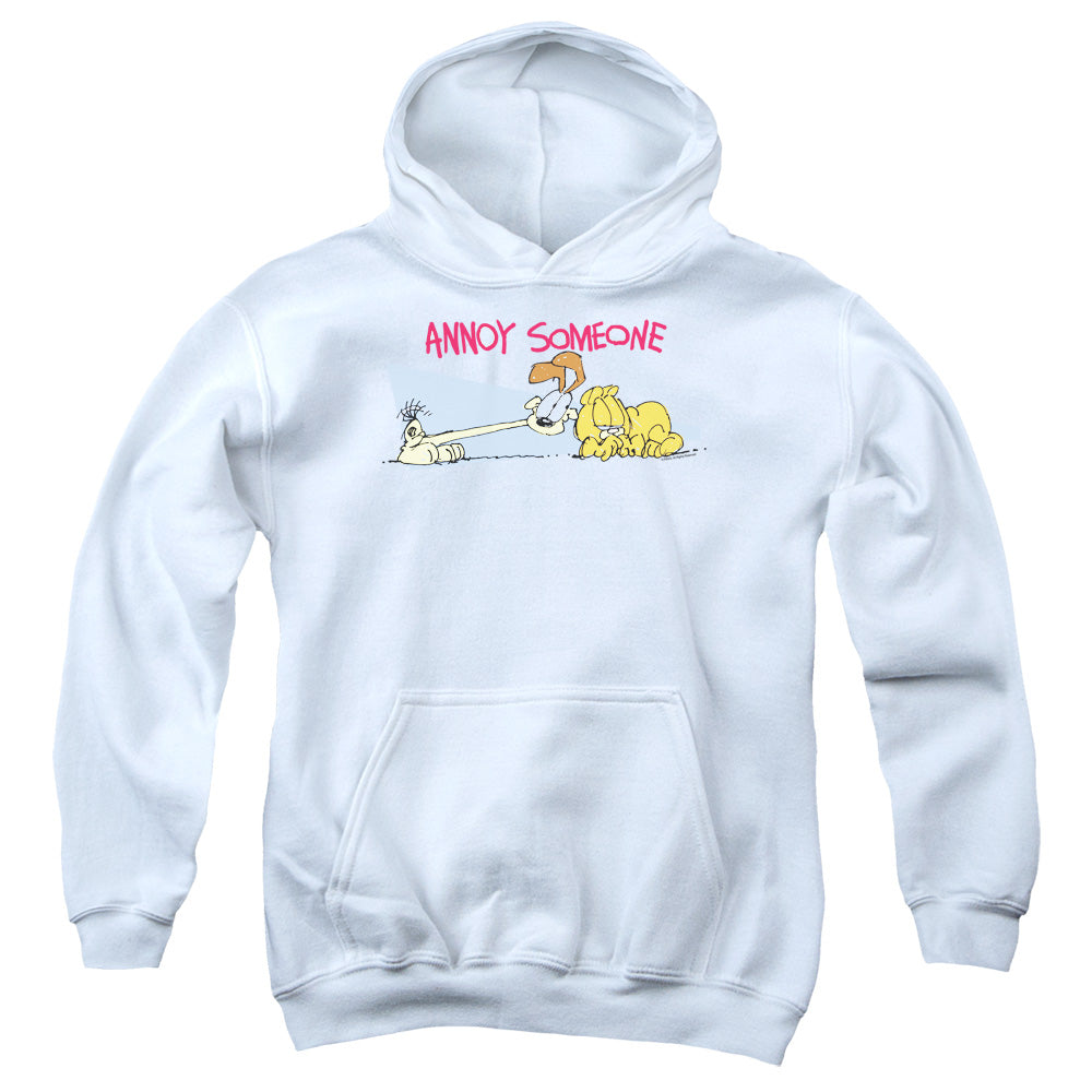 Garfield Annoy Someone Kids Youth Hoodie White