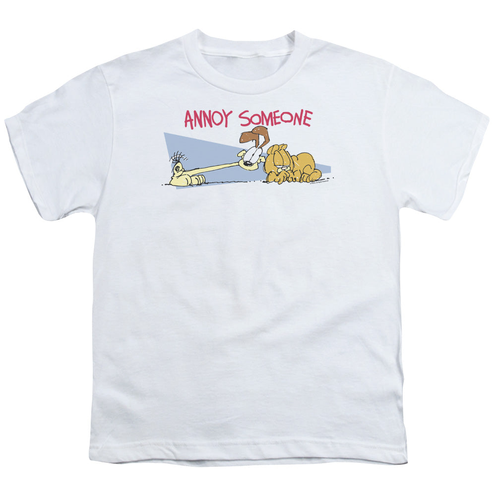 Garfield Annoy Someone Kids Youth T Shirt White