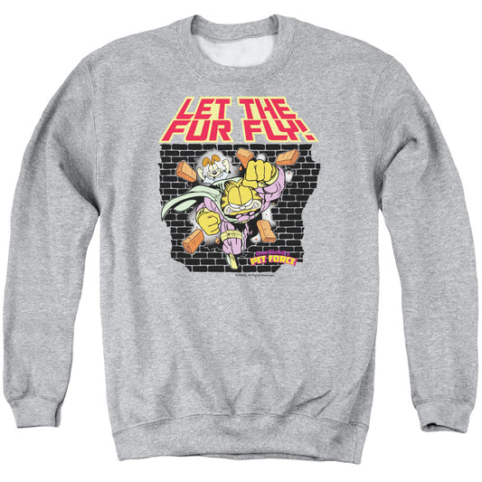Garfield Let the Fur Fly Mens Crewneck Sweatshirt Athletic Heather