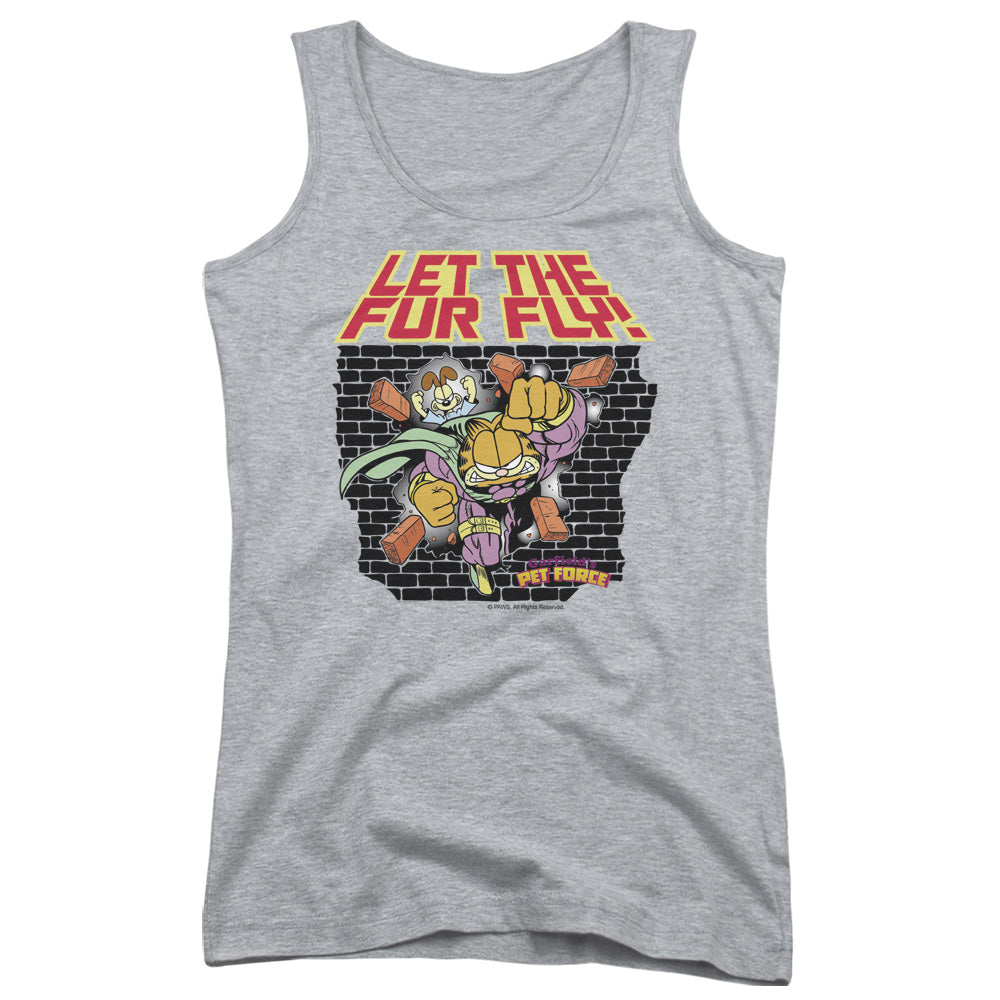 Garfield Let the Fur Fly Womens Tank Top Shirt Athletic Heather